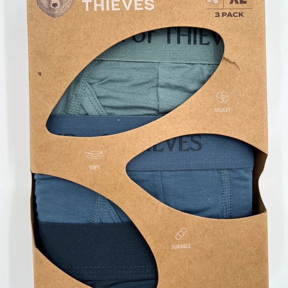NEW Pair of Thieves soft green durable 3pk rayon bamboo boxer briefs XL
